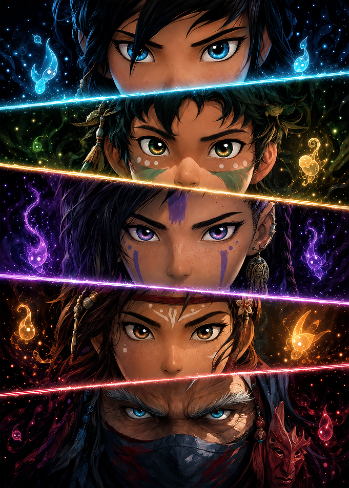 Fantasy Warriors Elemental Eye Collage