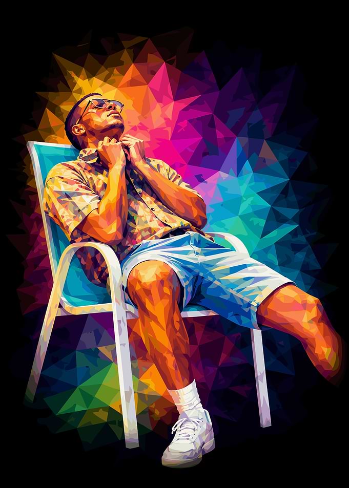 Colorful Low Poly Man Relaxing