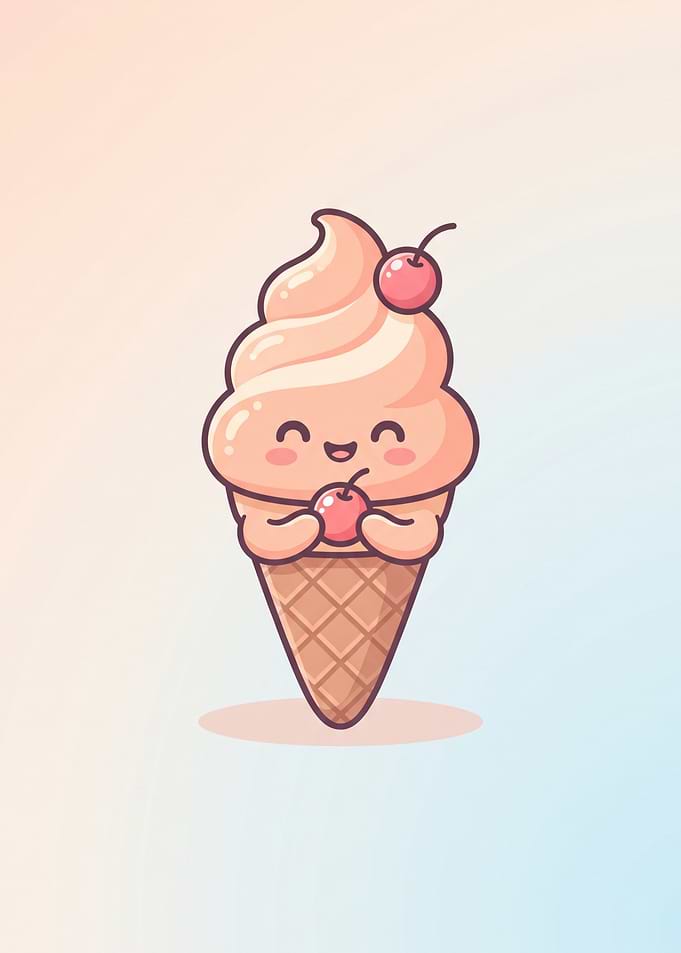 Cute Cartoon Ice Cream Cone
