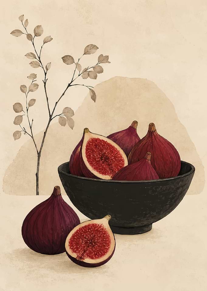 Still Life Illustration of Fresh Figs