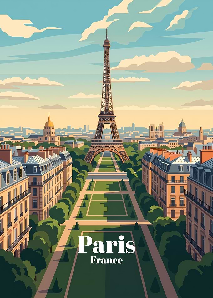 Vintage Style Paris Travel Poster