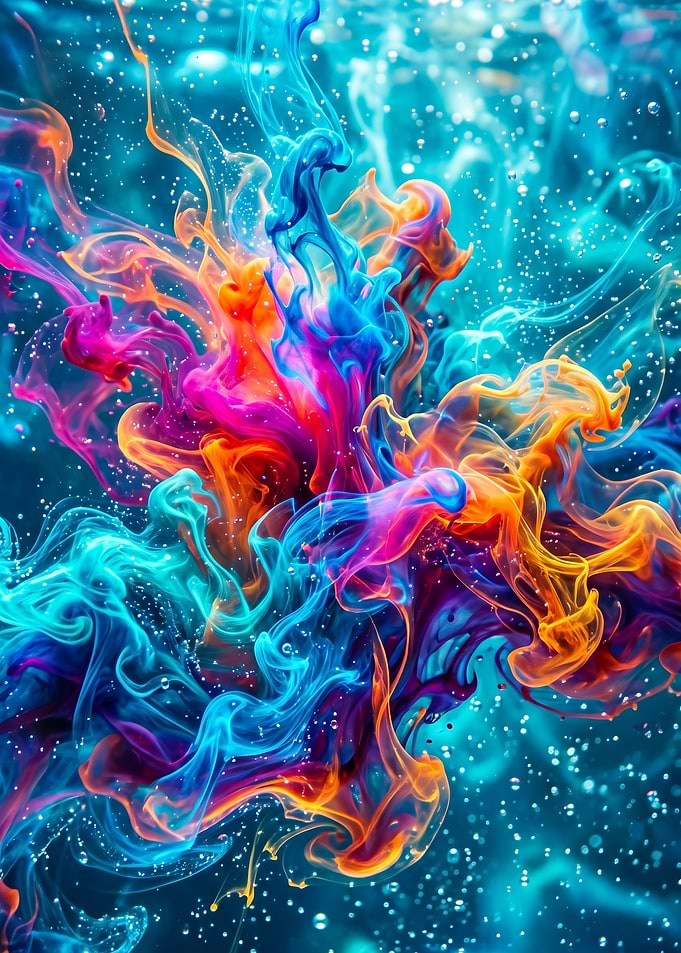 Vibrant Abstract Ink Underwater Explosion