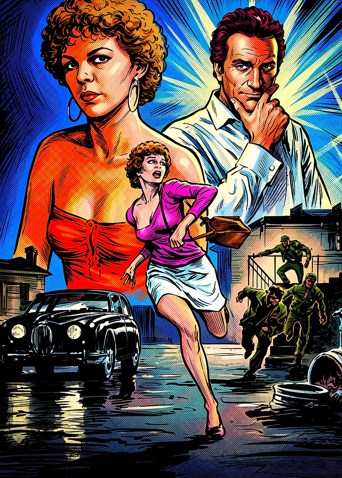 Retro Comic Book Style Action Scene