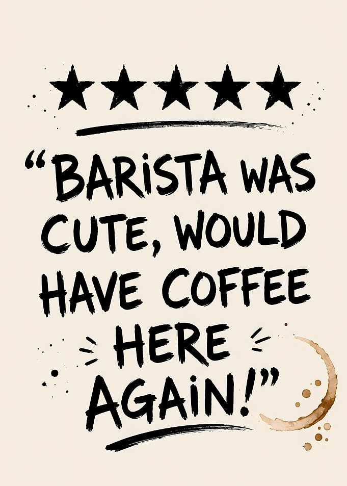Funny Barista Review Text Art