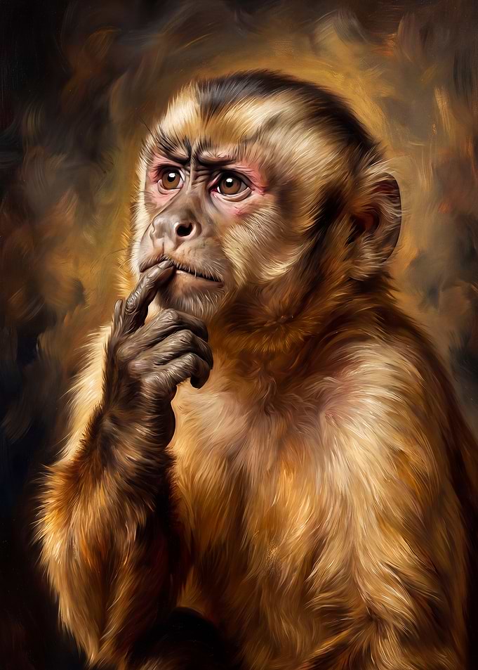 Thinking Monkey Meme Portrait