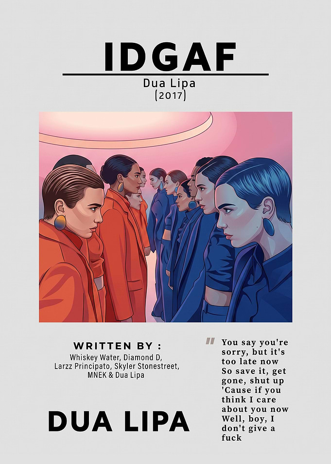 Dua Lipa IDGAF Song Poster