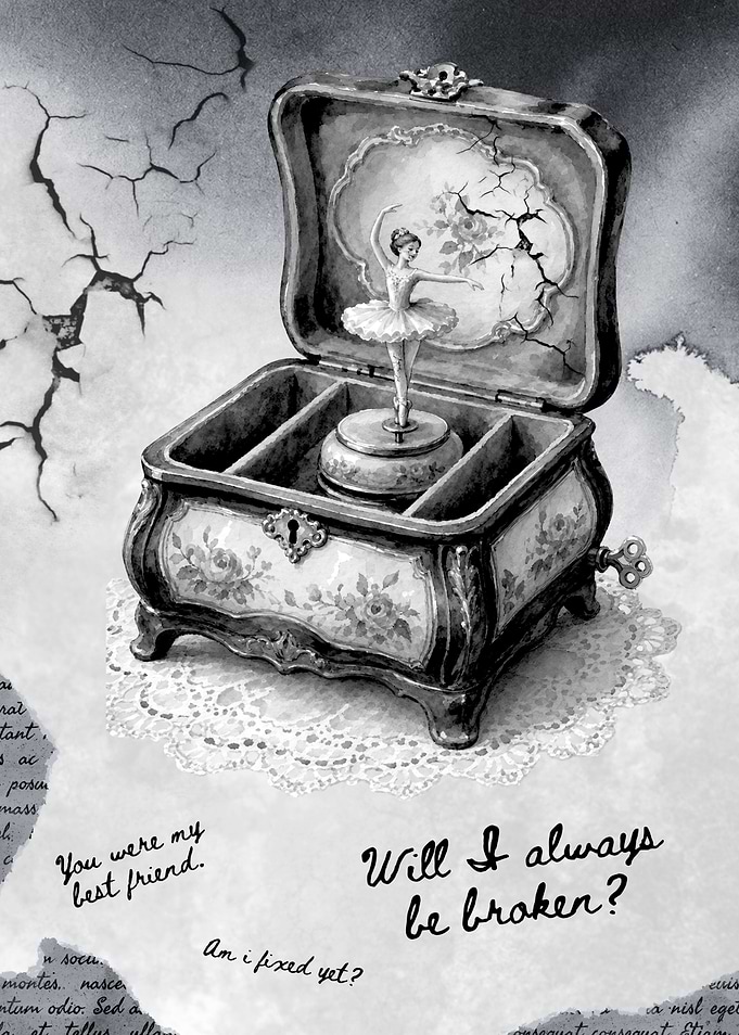 Broken Ballerina Music Box Illustration