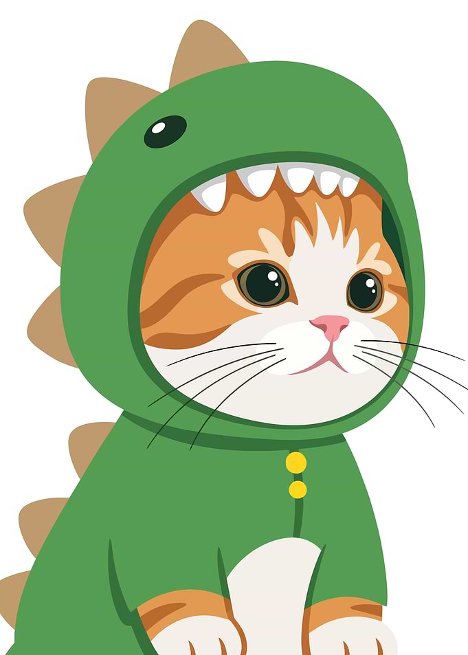 Cute Cat Wearing Dinosaur Costume