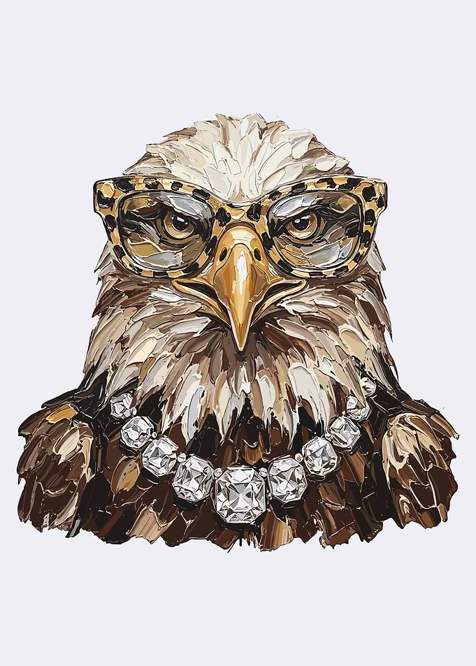 Stylish Bald Eagle with Jewelry