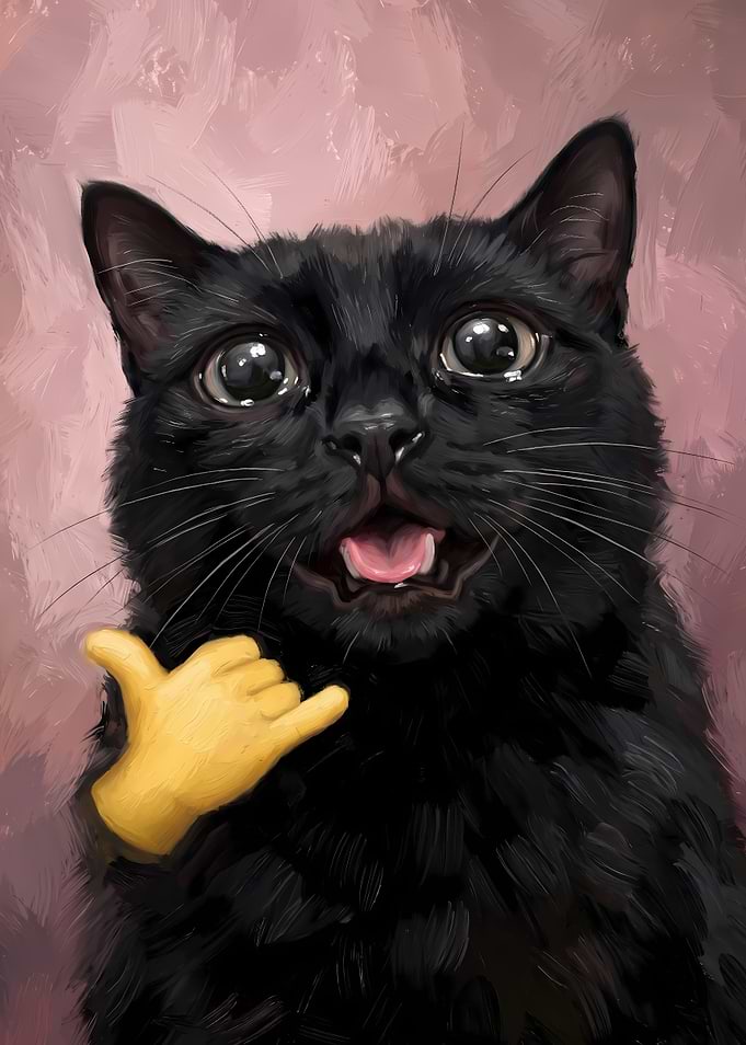 Cool Black Cat Giving Shaka Sign