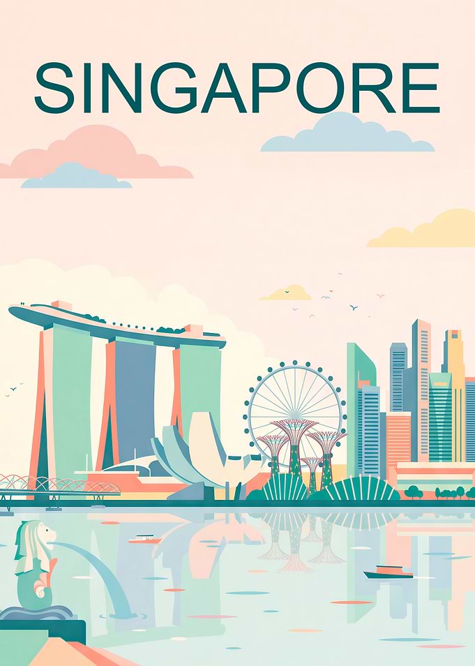 Singapore Cityscape Travel Poster