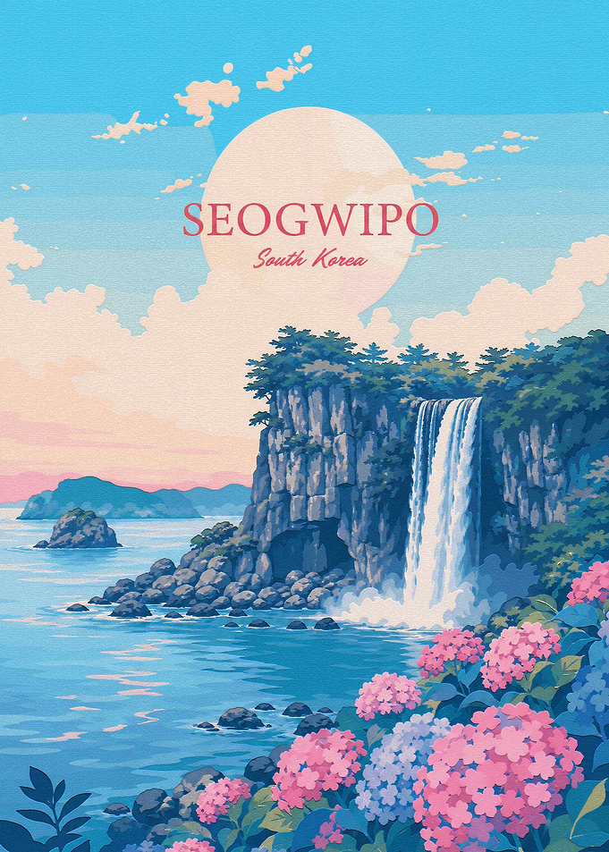 Seogwipo South Korea Travel Poster