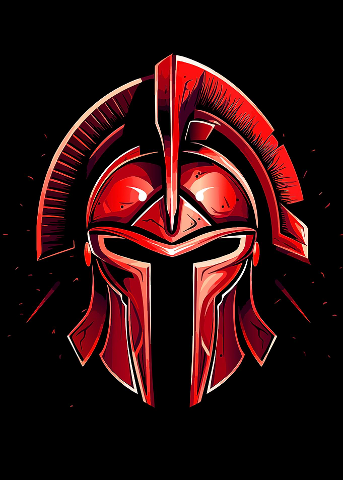 Red Spartan Helmet Illustration
