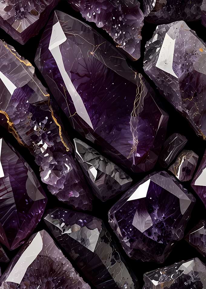 Deep Purple Amethyst Crystal Cluster
