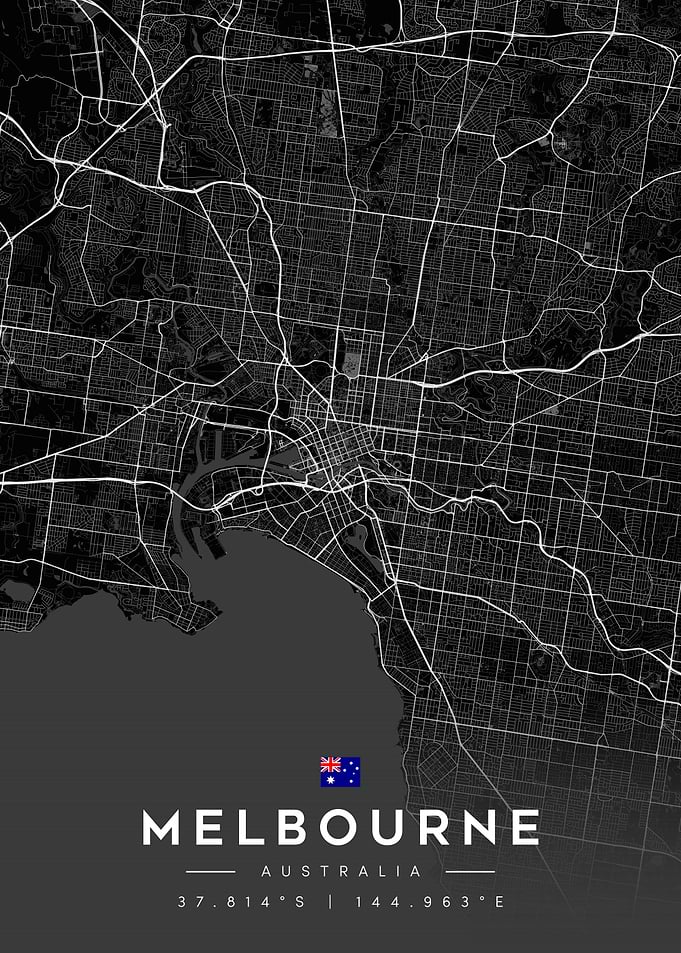 Melbourne Australia City Map Poster