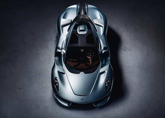 Top View of Silver Hypercar