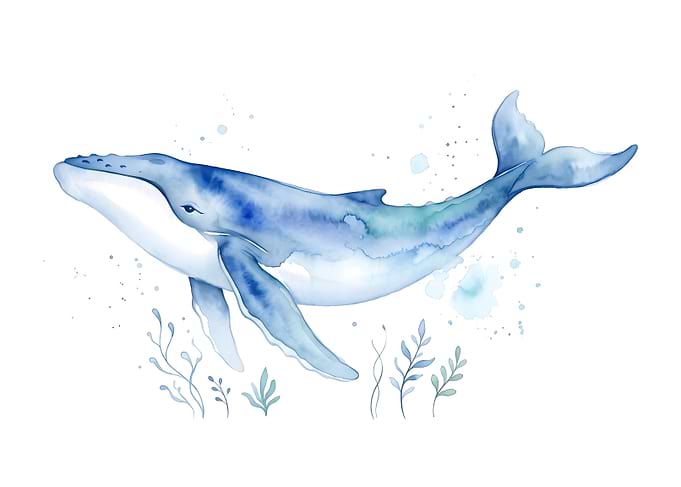 Watercolor Humpback Whale Illustration