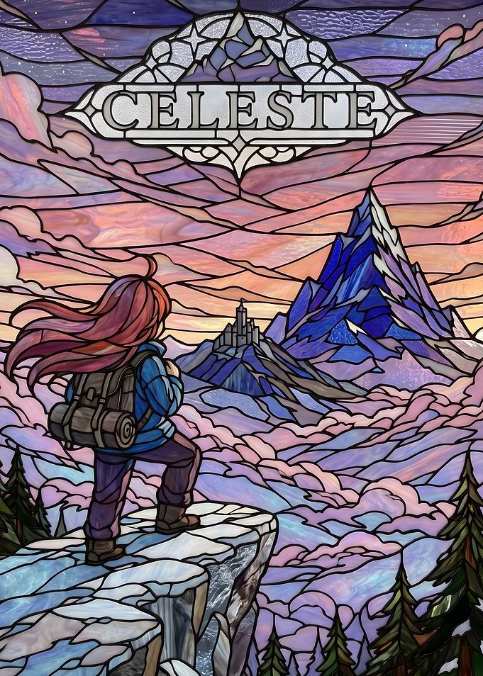 Celeste Mountain Stained Glass Mountain View