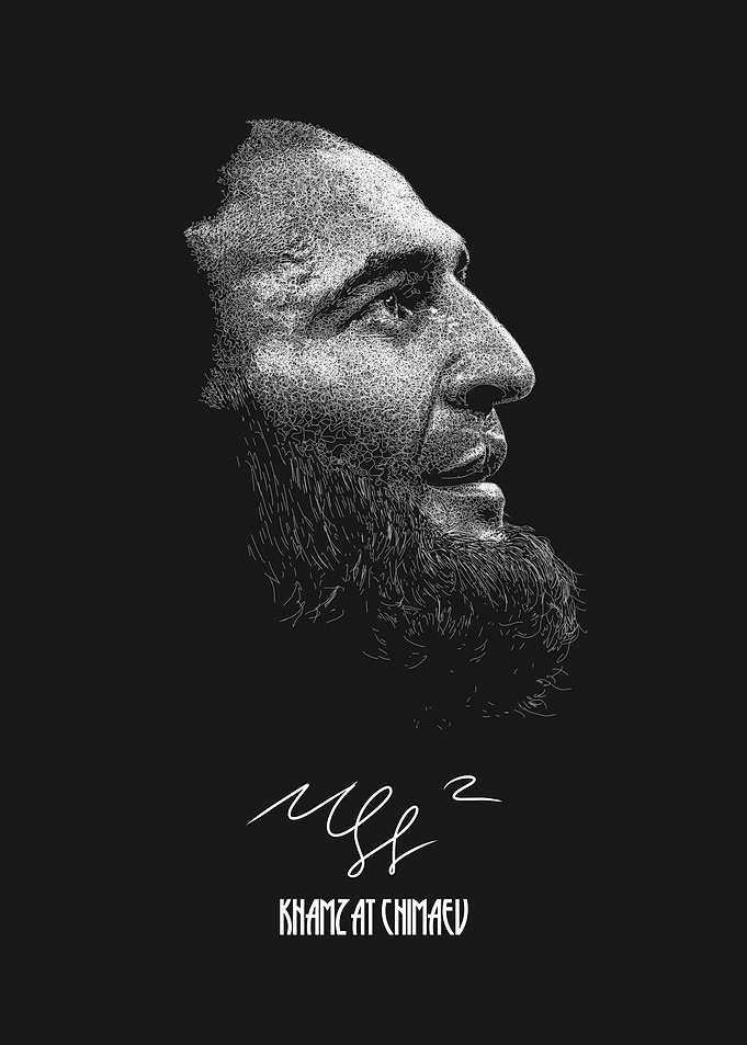 Khamzat Chimaev Stippling Portrait Poster