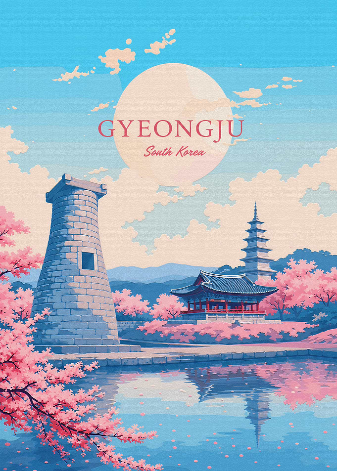 Gyeongju South Korea Travel Poster