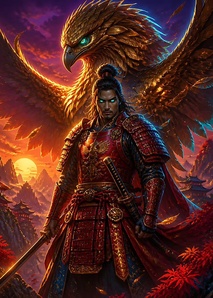 Samurai Warrior with Golden Eagle Spirit