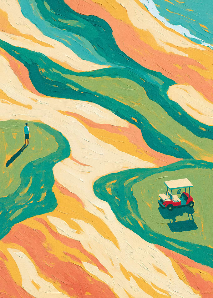 Abstract Golf Course Landscape Painting