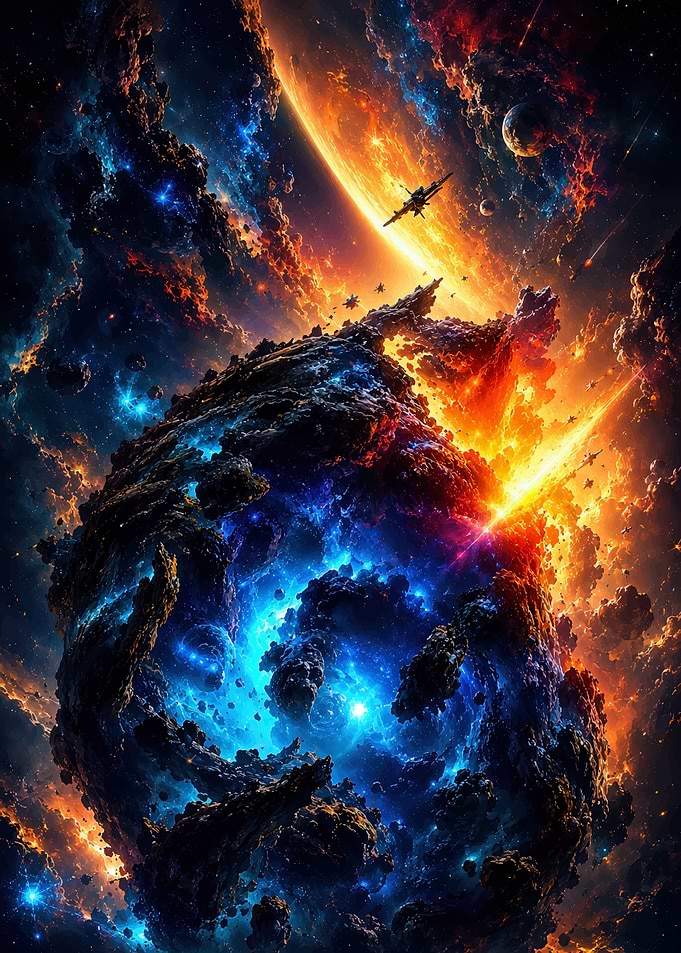 Cosmic Collision of Fire and Ice