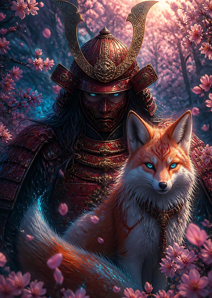Samurai Warrior and Mystical Fox