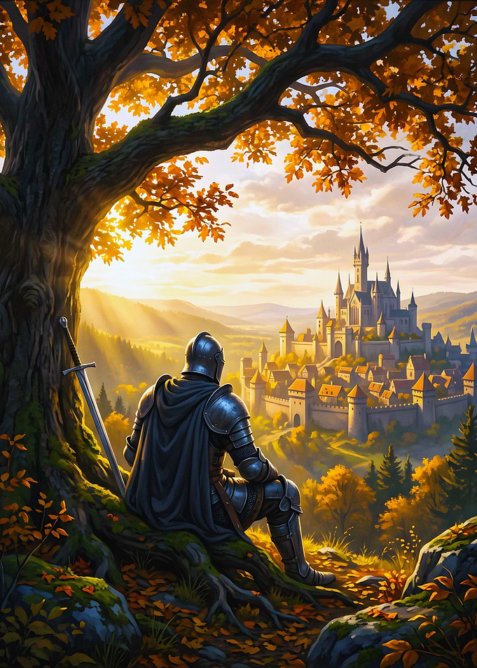 Knight Resting Under Autumn Tree