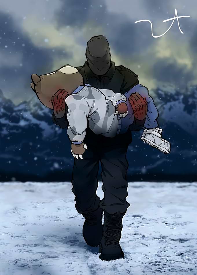 Soldier Carrying a Small Creature