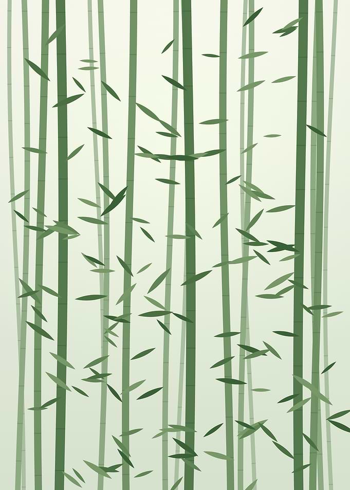 Bamboo Forest - Minimalist Sage Green Zen Botanical Wall Art