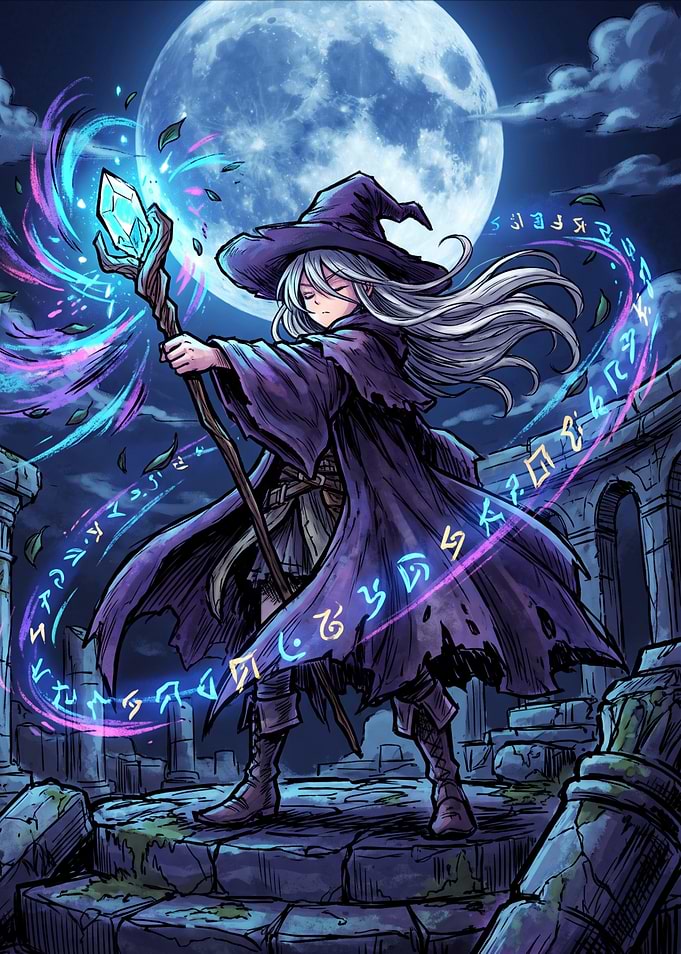 Anime Wizard Casting Magic Spell