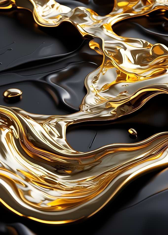 Liquid Gold and Black Abstract Flow