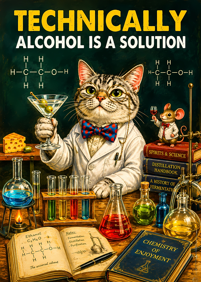 Technically Alcohol Is A Solution Cat