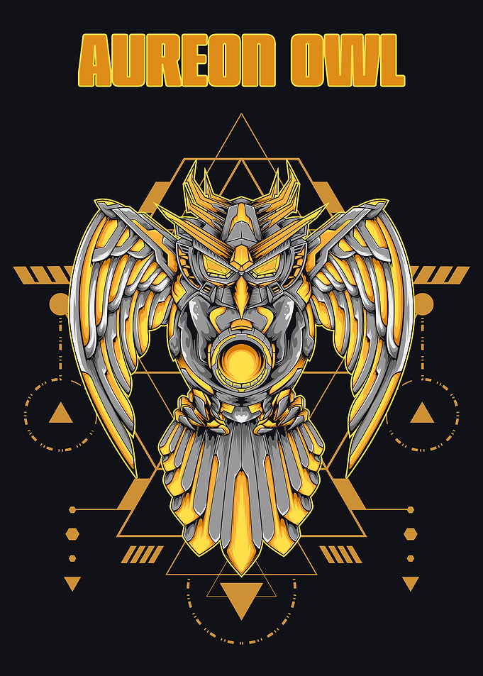 Aureon Owl Mechanical Geometric Illustration