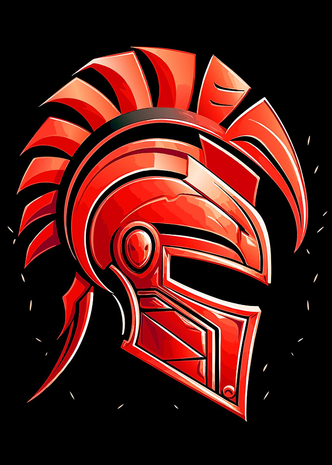Red Spartan Helmet Illustration
