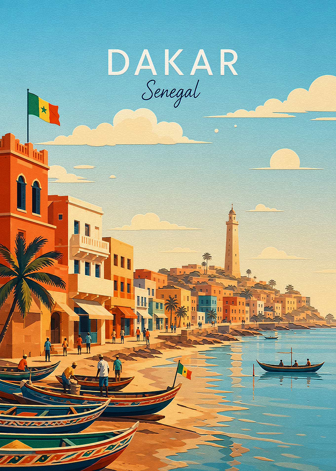 Dakar Senegal Travel Poster