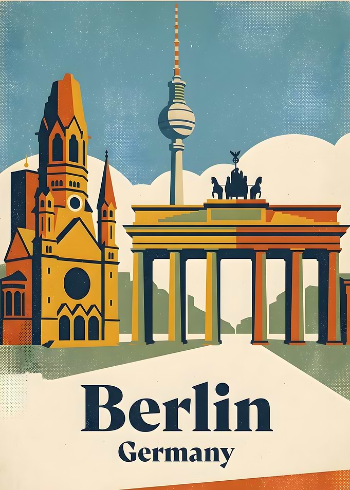 Vintage Berlin Germany Travel Poster