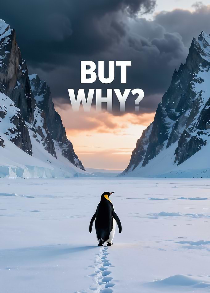 But Why? Penguin Walking in Snowy