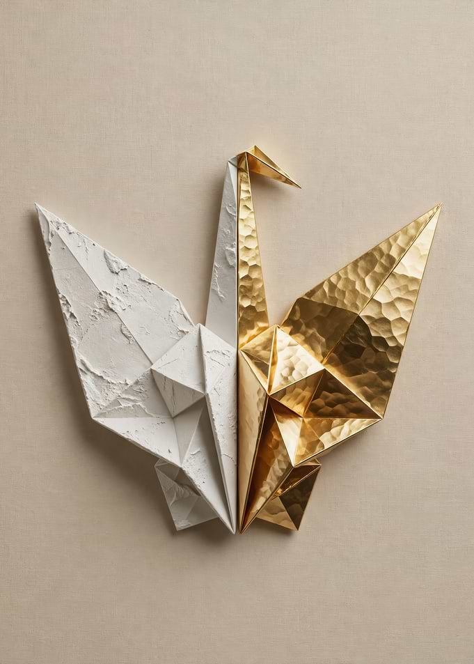 Minimalist Japandi Split Origami Crane