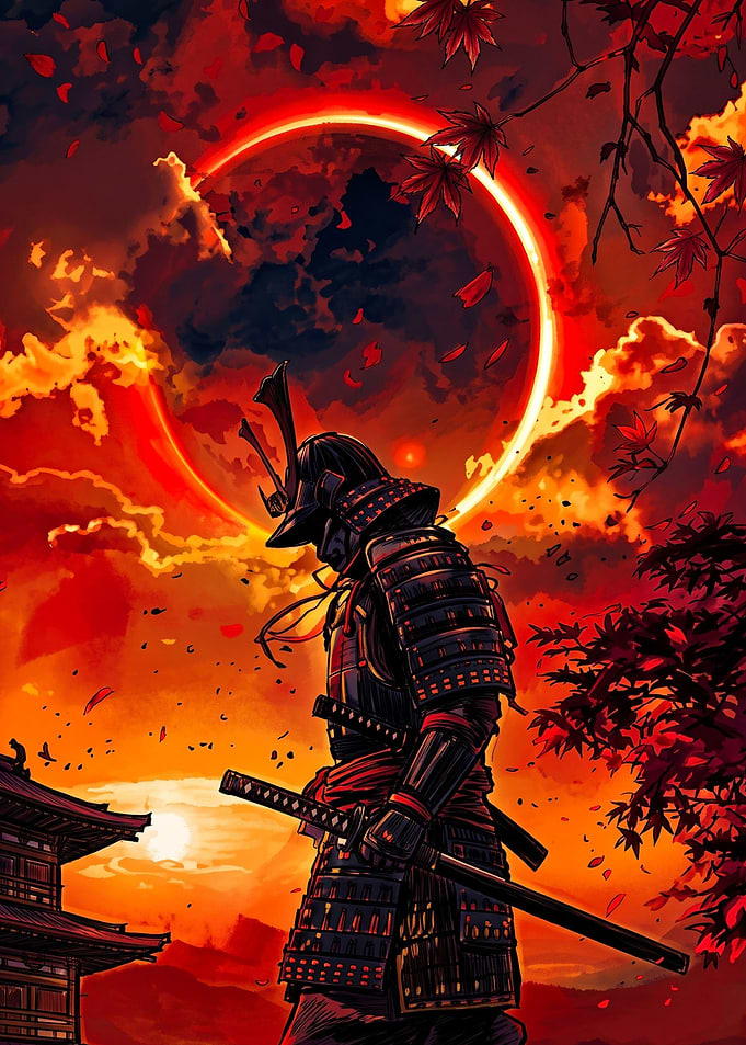 Samurai Under a Fiery Eclipse