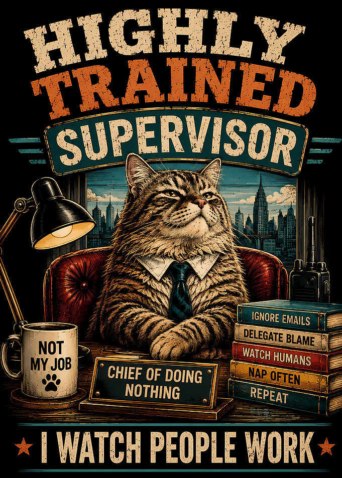Highly Trained Supervisor Cat Office Poster