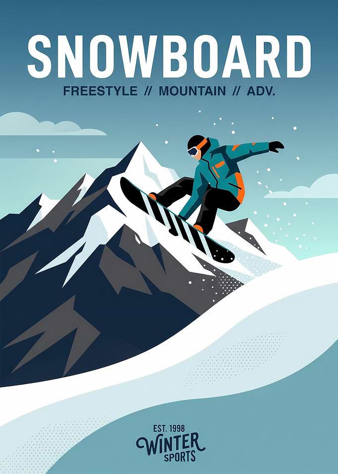 Snowboard Freestyle Mountain Adventure Poster