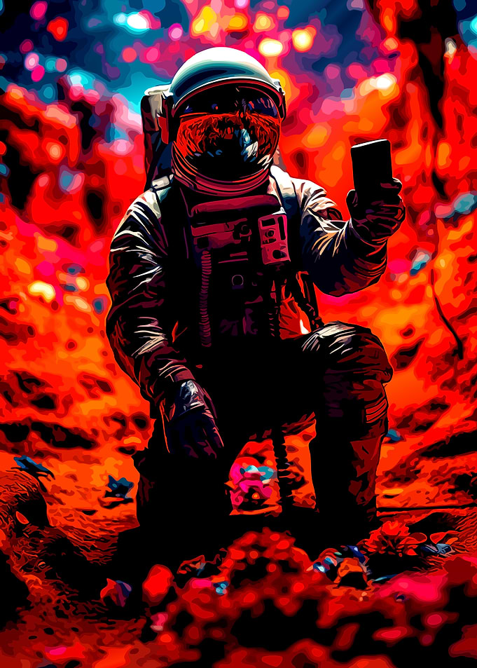 Astronaut Taking Selfie on Alien Planet