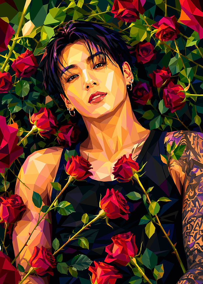 Jungkook Low Poly Rose Portrait