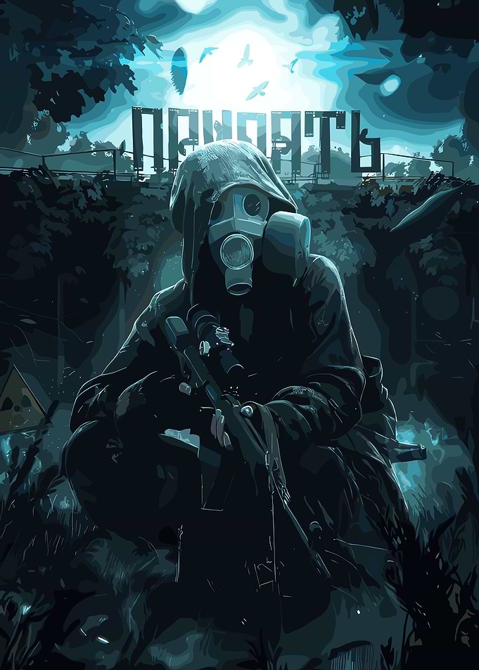Stalker in Pripyat Post-Apocalyptic Scene