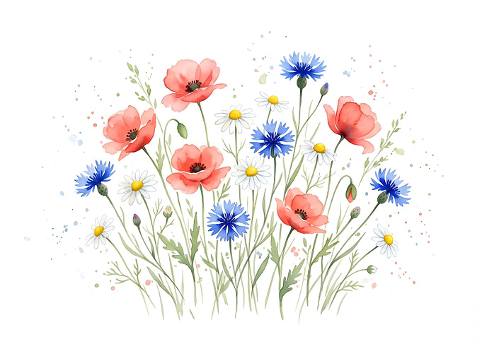 Watercolor Wildflower Bouquet Illustration