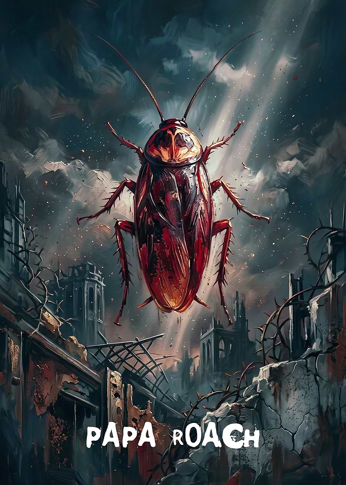 Papa Roach Post-Apocalyptic Cockroach Art