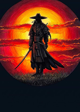 Samurai Silhouette at Sunset