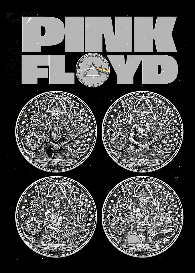 Pink Floyd Band Members Coin Art